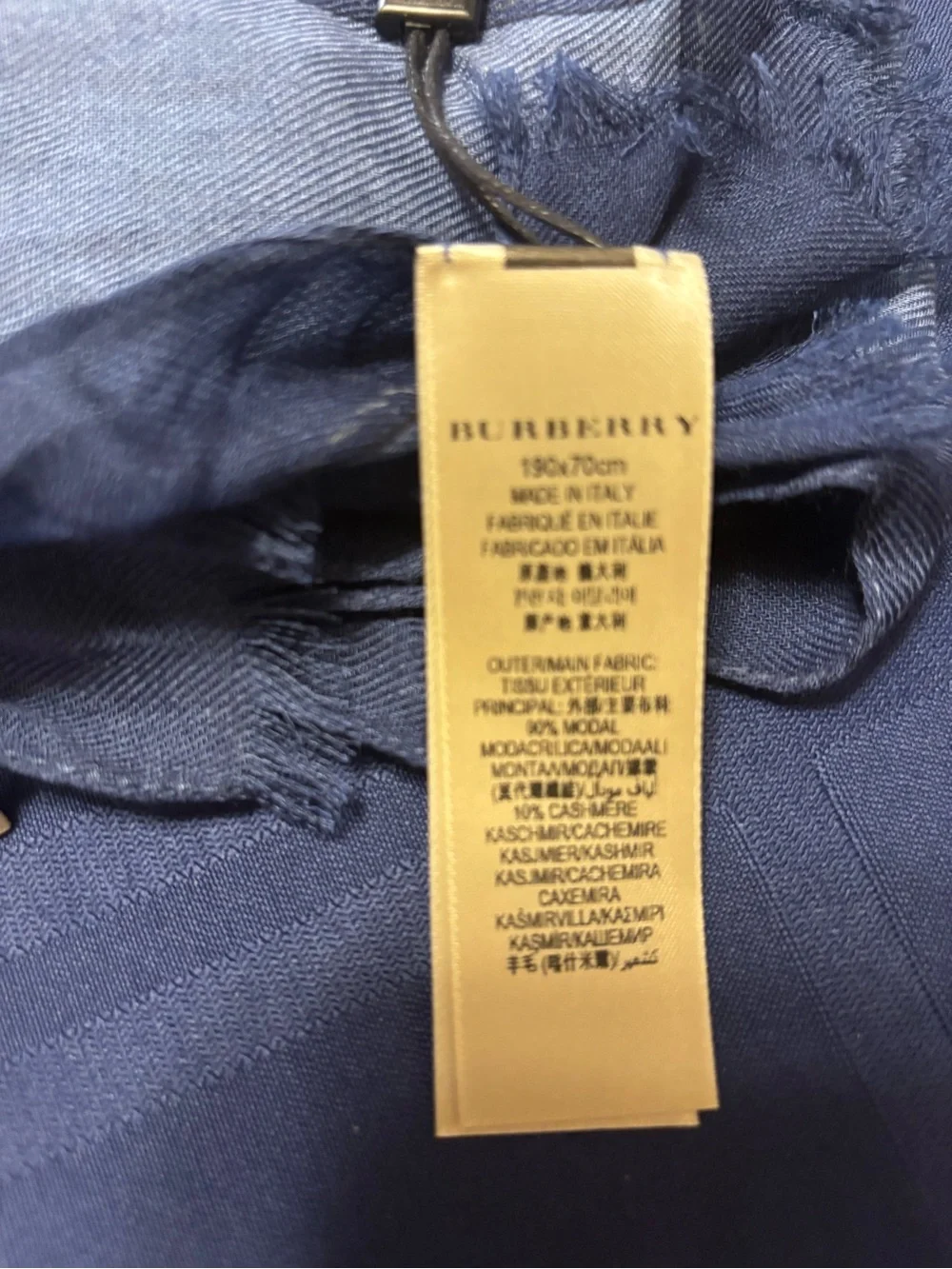 Burberry Yellow, Blue Plaid Lightweight Scarf